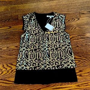 NWT gold leopard sequin top